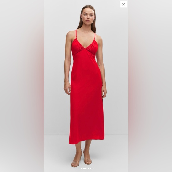 MANGO RUCHED MIDI DRESS - Picture 2 of 5